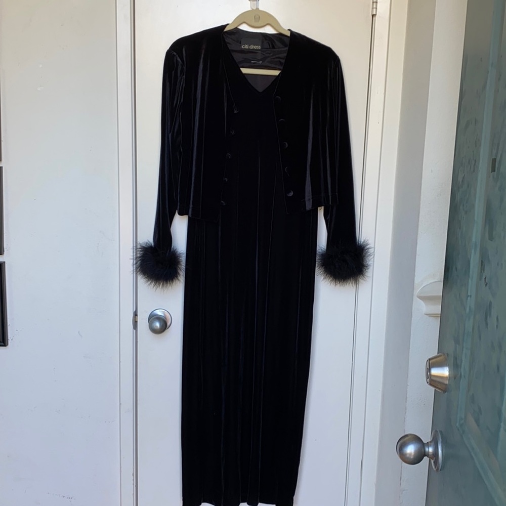 Women’s two piece velvet dress and bolero jacket